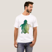 アカウミガメの緑の水彩画 Tシャツ (正面フル)