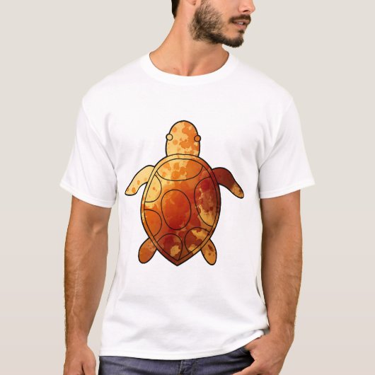アカウミガメの黄色の水彩画 Tシャツ (正面)