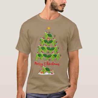 アカウミガメ好きのクリスマスツリー サンタ アカウミガメ クリスマス Tシャツ