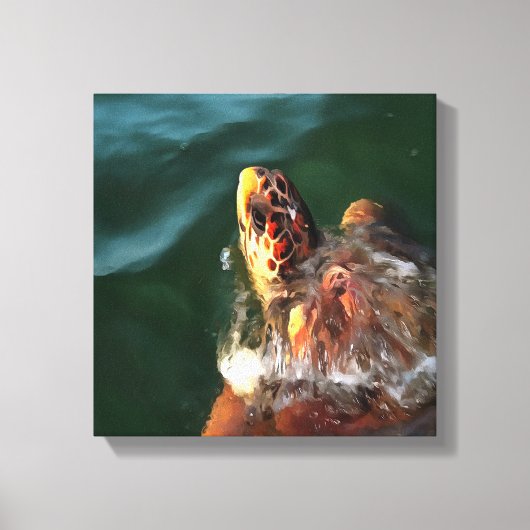 アカウミガメ芸術的ポートレート キャンバスプリント (正面)