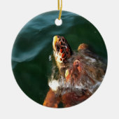 アカウミガメ芸術的ポートレート セラミックオーナメント (正面)