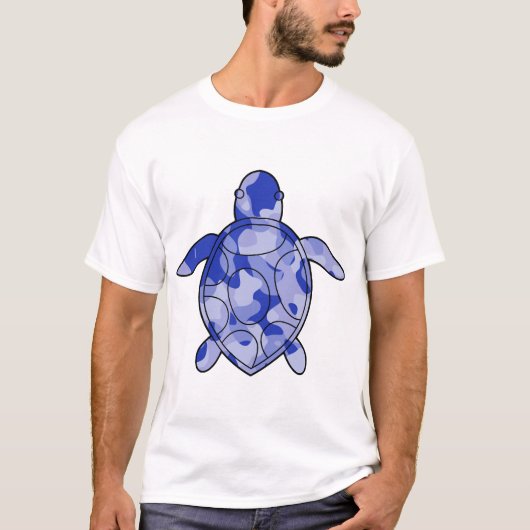 アカウミガメ ブルー カモフラージュ Tシャツ (正面)