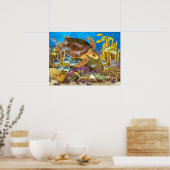 アカウミガメ – リーフ ポスター (キッチン)