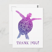アカウミガメ 陸ガメ ありがとう! 紫 ポストカード (正面/裏面)