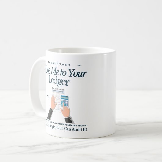 アカウントおもしろいマグ – 元帳に移動 コーヒーマグカップ (正面左)