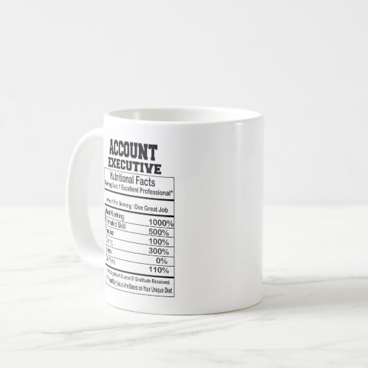 アカウントエグゼクティブ栄養ファクト コーヒーマグカップ (正面左)