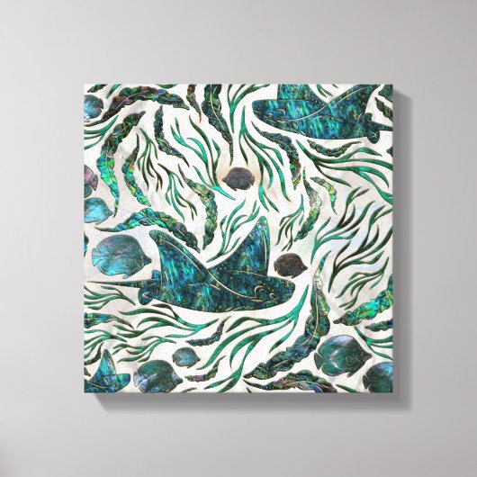 アカエイとスカットの魚の模様アワビ キャンバスプリント (正面)