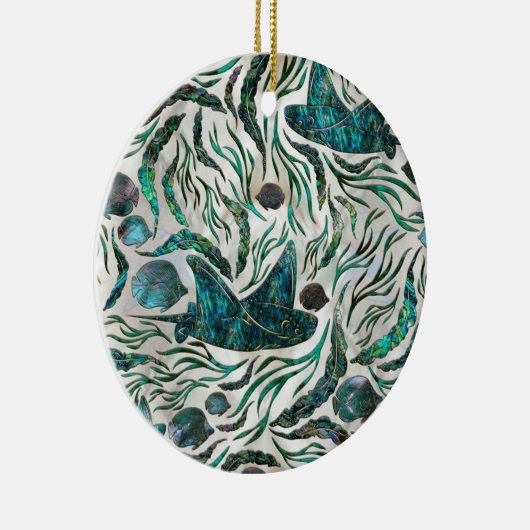 アカエイとスカットの魚の模様アワビ セラミックオーナメント (右)