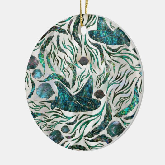 アカエイとスカットの魚の模様アワビ セラミックオーナメント (左)