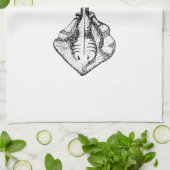 アカエイのイラストレーション キッチンタオル (折り畳み)