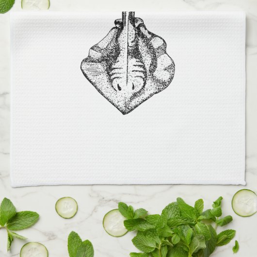 アカエイのイラストレーション キッチンタオル (折り畳み)