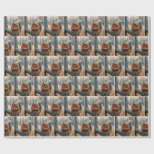 アカエデの葉を持つリス ラッピングペーパー (フラット)