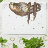 アカオアシドリのバードホリデークリスマスウィンター キッチンタオル (折り畳み)