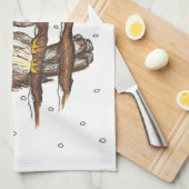 アカオアシドリのバードホリデークリスマスウィンター キッチンタオル (四つ折り)