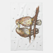 アカオアシドリのバードホリデークリスマスウィンター キッチンタオル (縦)