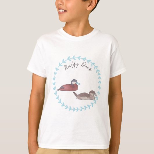 アカオアヒルの鳥の種類の水彩画 Tシャツ (正面)