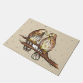 アカオタカの愛鳥バードウォッチング雪 ドアマット (アングル)