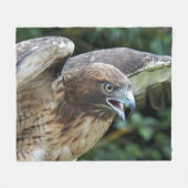 アカオノスリの猛禽類の写真 フリースブランケット (正面(横))