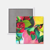 アカカメリアスの花芸 マグネット (正面/裏面)