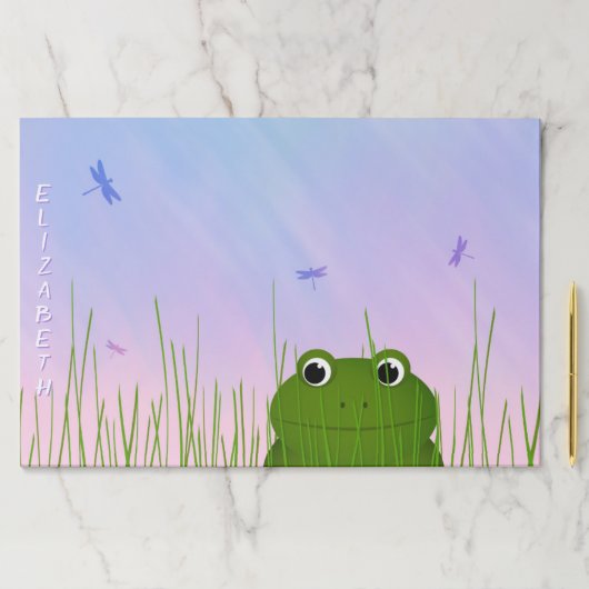 アカガエルが草のトンボから覗き込む ペーパーパッド (インサイチュ)