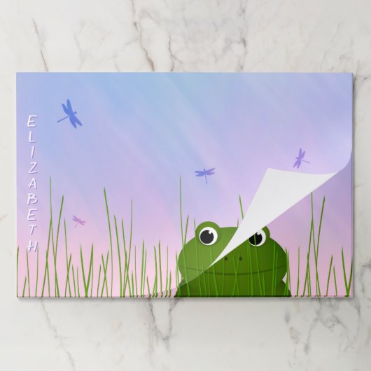 アカガエルが草のトンボから覗き込む ペーパーパッド (折り畳み)