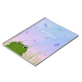 アカガエルが草のトンボの女の子を覗き込む ノートブック (左側)