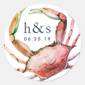 アカガニ結婚モノグラム ラウンドシール (正面)