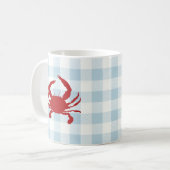 アカガニ絵を描の沿岸航海のギンガムパターン コーヒーマグカップ (正面左)