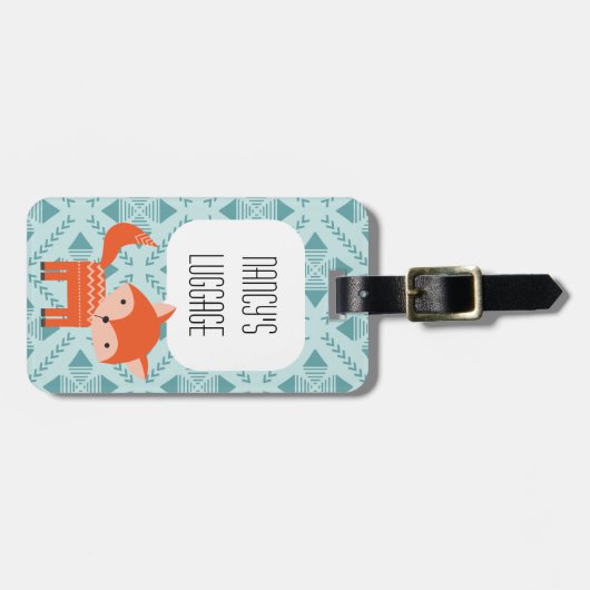 アカギツネのかわいい森林動物の荷物のラベル ラゲッジタグ (正面横)