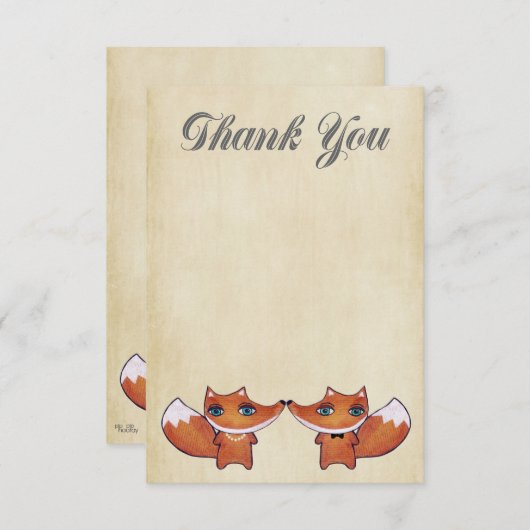 アカギツネのカップルを結婚してメッセージカードありがとう ノートカード (正面/裏面)
