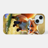 "アカギツネの子の遊び" iPhone 15ケース (裏面横)
