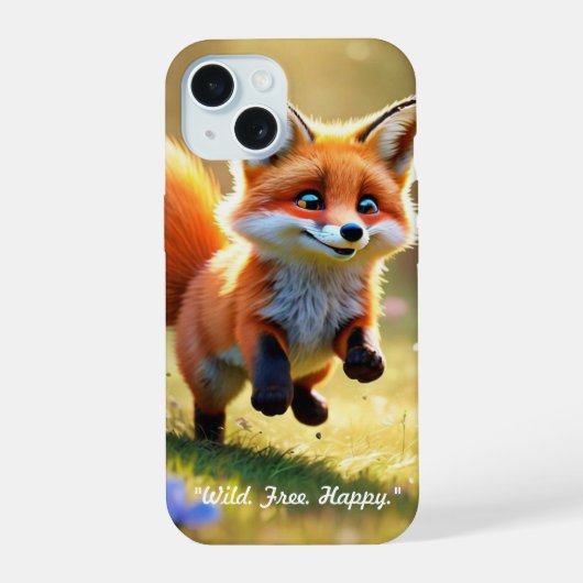 "アカギツネの子の遊び" iPhone 15ケース (裏面)