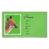 アカギツネの絵画-元の野性生物の芸術 マグネット名刺 (正面)