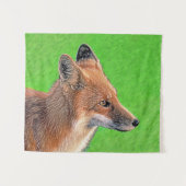 アカギツネの絵 - オリジナル野生動物アート タペストリー (正面(横))