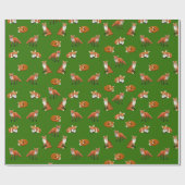 アカギツネ家族の包装紙のオリーブ ラッピングペーパー (フラット)