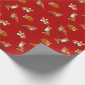 アカギツネ家族の包装紙のクランベリー ラッピングペーパー (角)