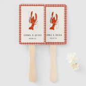 アカギンガムボイルクロウフィッシュケージャン夏 ハンドファン (正面&裏面)