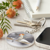 アカゲラの絵を描オリジナルバードアート キーホルダー (正面右)