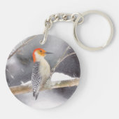 アカゲラの絵を描オリジナルバードアート キーホルダー (裏面)