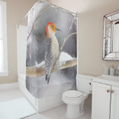 アカゲラの絵を描オリジナルバードアート シャワーカーテン (インサイチュ)