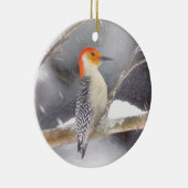 アカゲラの絵を描オリジナルバードアート セラミックオーナメント (右)