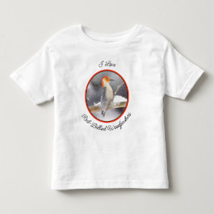 アカゲラの絵を描オリジナルバードアート トドラーTシャツ