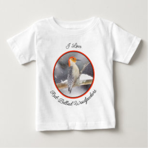 アカゲラの絵を描オリジナルバードアート ベビーTシャツ