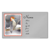 アカゲラの絵を描オリジナルバードアート マグネット名刺 (正面)