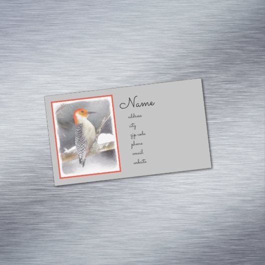 アカゲラの絵を描オリジナルバードアート マグネット名刺 (インサイチュ)