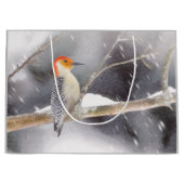 アカゲラの絵を描オリジナルバードアート ラージペーパーバッグ (正面)