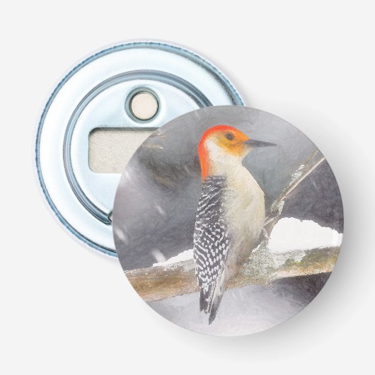 アカゲラの絵を描オリジナルバードアート 栓抜き (正面)