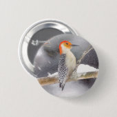 アカゲラの絵を描オリジナルバードアート 缶バッジ (正面&裏面)