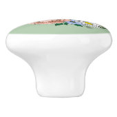 アカゲワイルドフラワーマッシュルームグリーン セラミックノブ (側面)