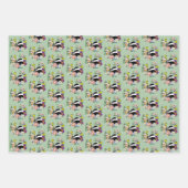 アカゲワイルドフラワーマッシュルームグリーン ラッピングペーパーシート (正面3)